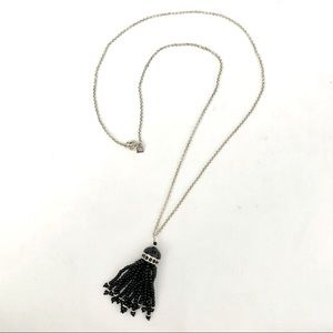 UNIQUE Black & Gold Bead Tassel Necklace